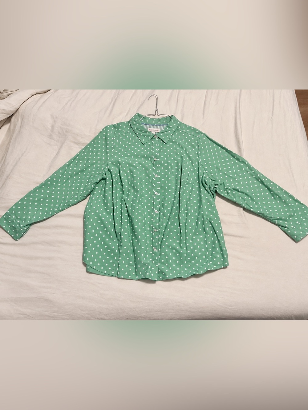 croft & barrow Green Polka Dot Button-Down Shirt 2x